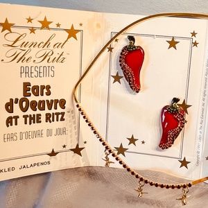 "Ears d'Oeavre at the Ritz" by Lunch at the Ritz earrings and necklace.